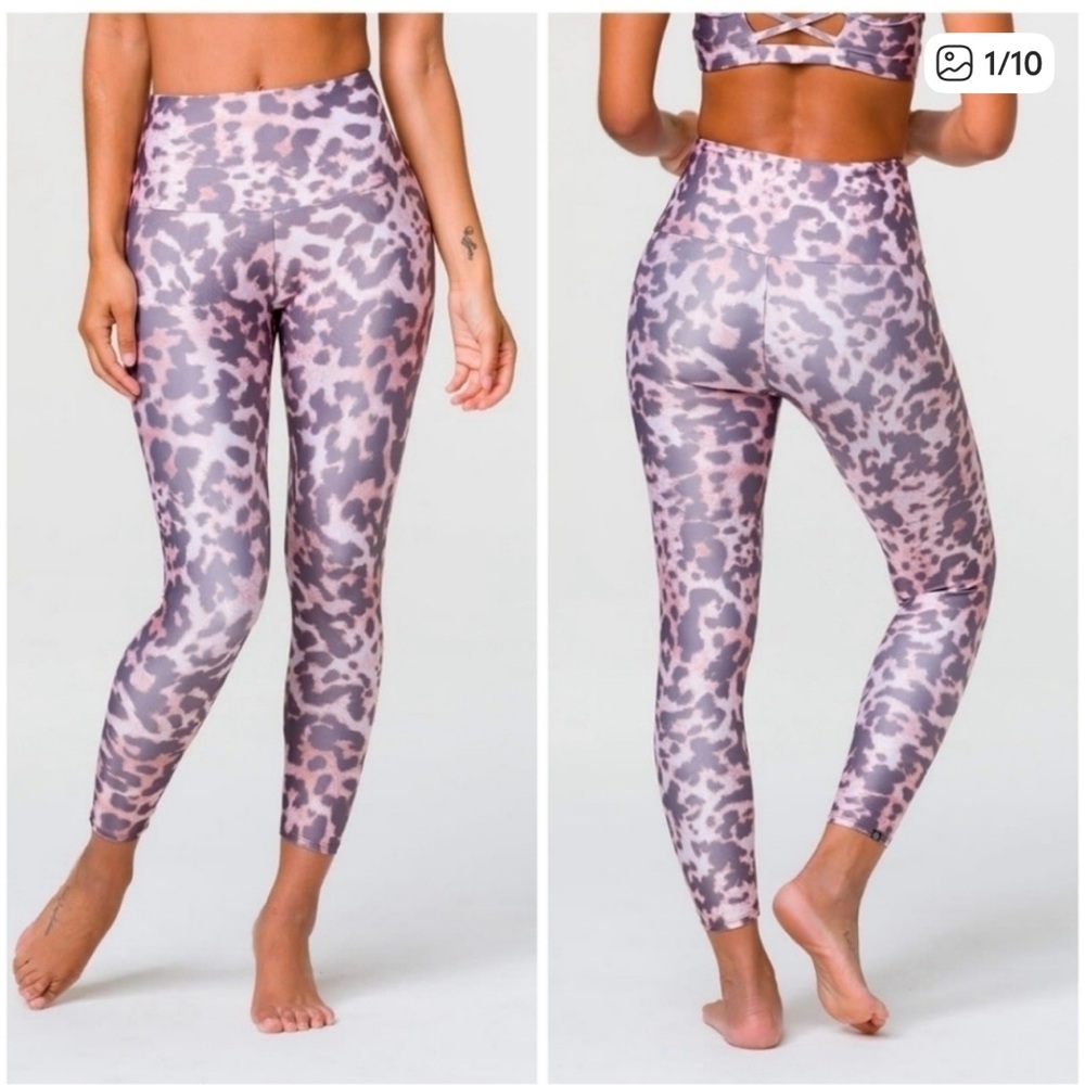 Onzie Wild Thing Leopard Print Kids Leggings - Purple and Pink